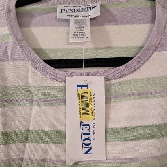 NWT Pendleton Vintage Silk Blend Stripe Shirt L - Picture 4 of 5